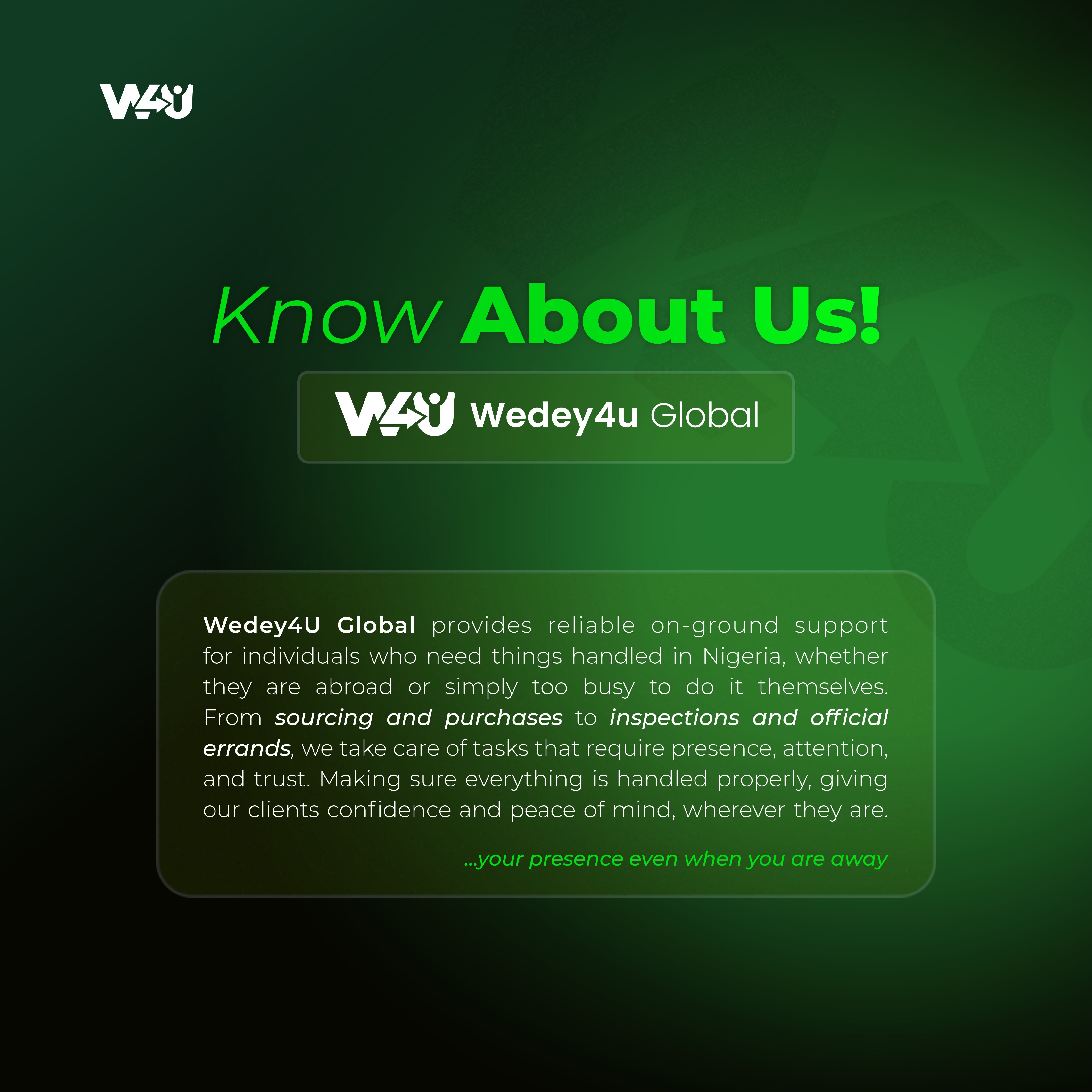 WEDEY4U GLOBAL representative at work